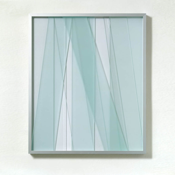 Fritz Ruprechter, Glas, sans titre, bandes de verre superposées dans cadres en aluminium, 2008
